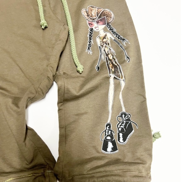 Moshi Moshi LA Womens 90s Y2K Olive Green Cropped Jogger Pant Sz XS - Picture 3 of 10